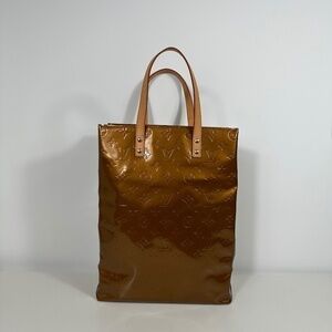 Aunt Louis Vuitton Monogram Vernis Reade MM M91143 Women's Handbag Bronze